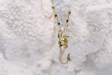 Gold Plated Mermaid Necklace - With Clear Swarowski Crystals