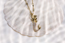 Gold Plated Mermaid Necklace - With Colored Swarowski Crystals
