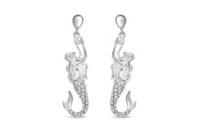 Silver Mermaid Stud Earrings - With Clear Swarowski Crystals