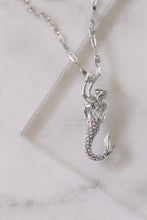 Silver Mermaid Necklace - With Colored Swarowski Crystals
